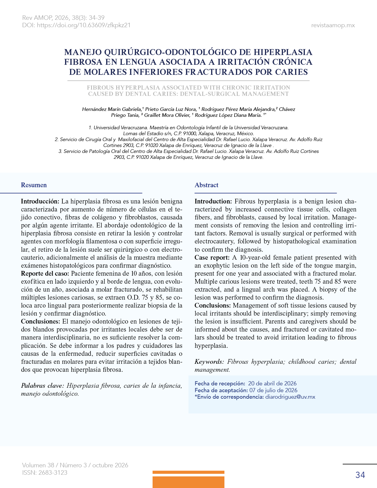 Manejo quirúrgico-odontológico de Hiperplasia Fibrosa en lengua asociada a irritación crónica de molares inferiores fracturados por caries